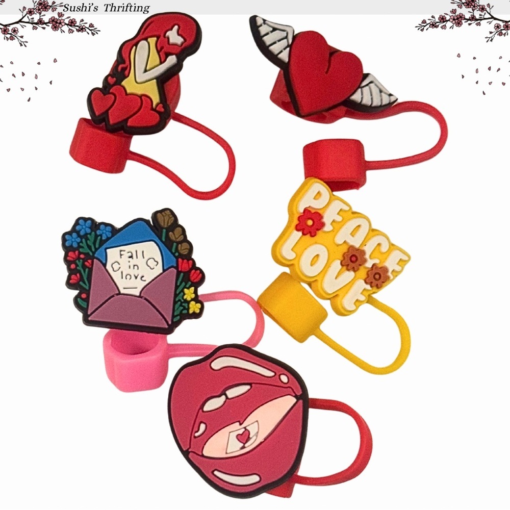 Love 5pc Straw topper set